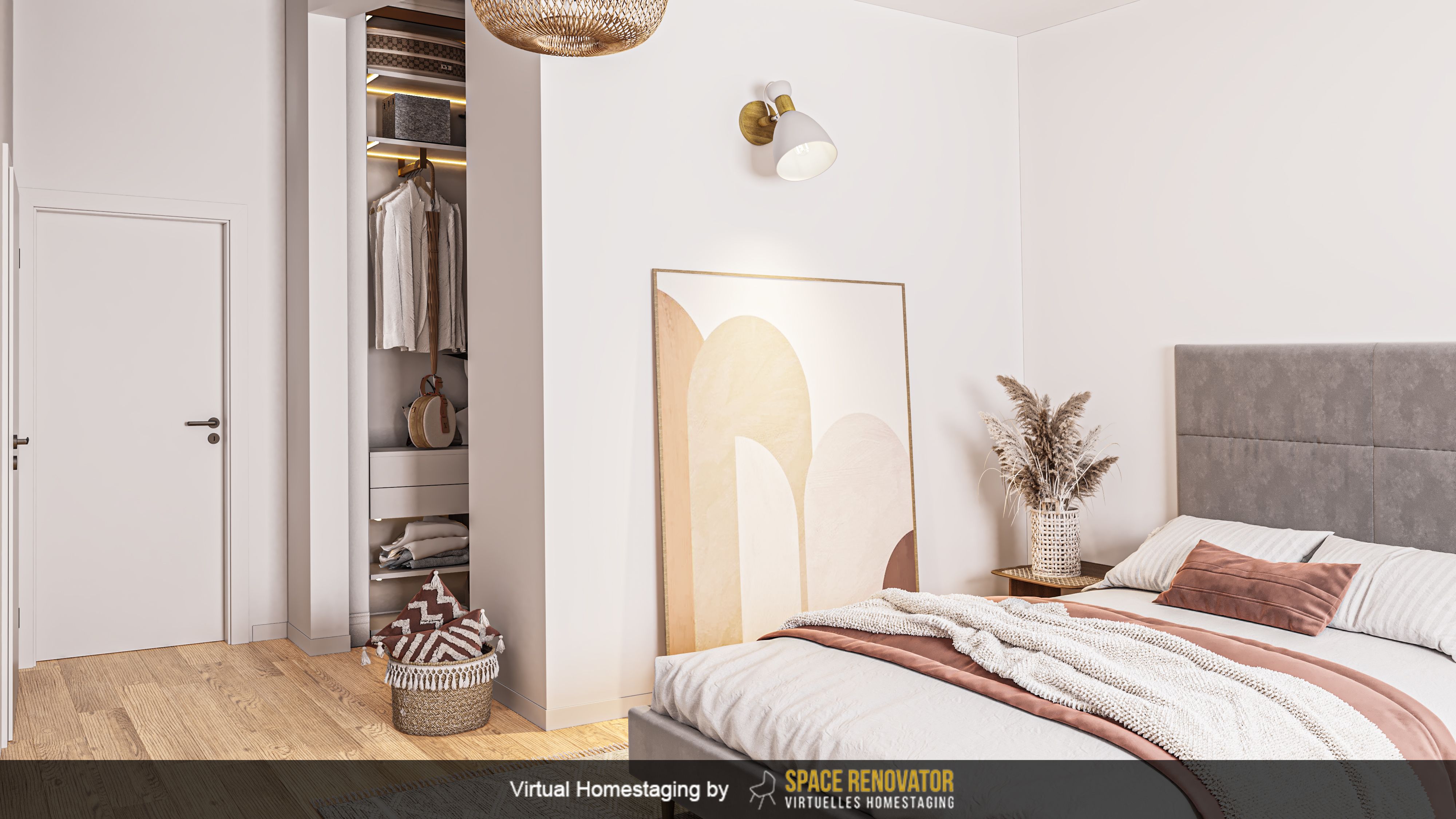 3D-visualisiertes Bild nach Neugestaltung Elternschlafzimmer