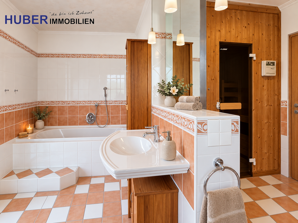 großzügiges Bad mit Sauna 1.OG